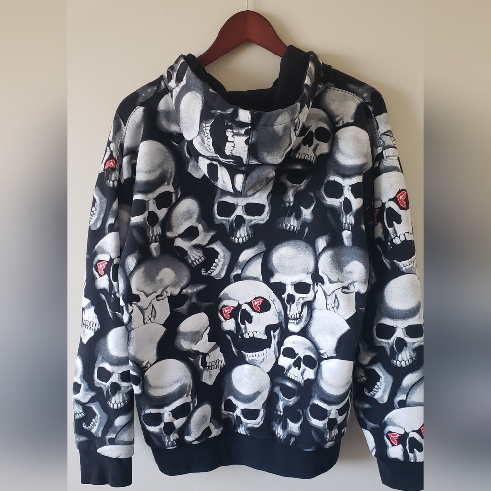 Vintage Famous Stars And Straps Skull Pile Zip-up Hoodie *RARE* - Picture 3 of 8